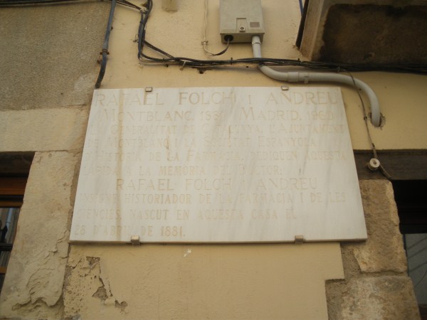 Placa dedicada a rafael folch i andreu 