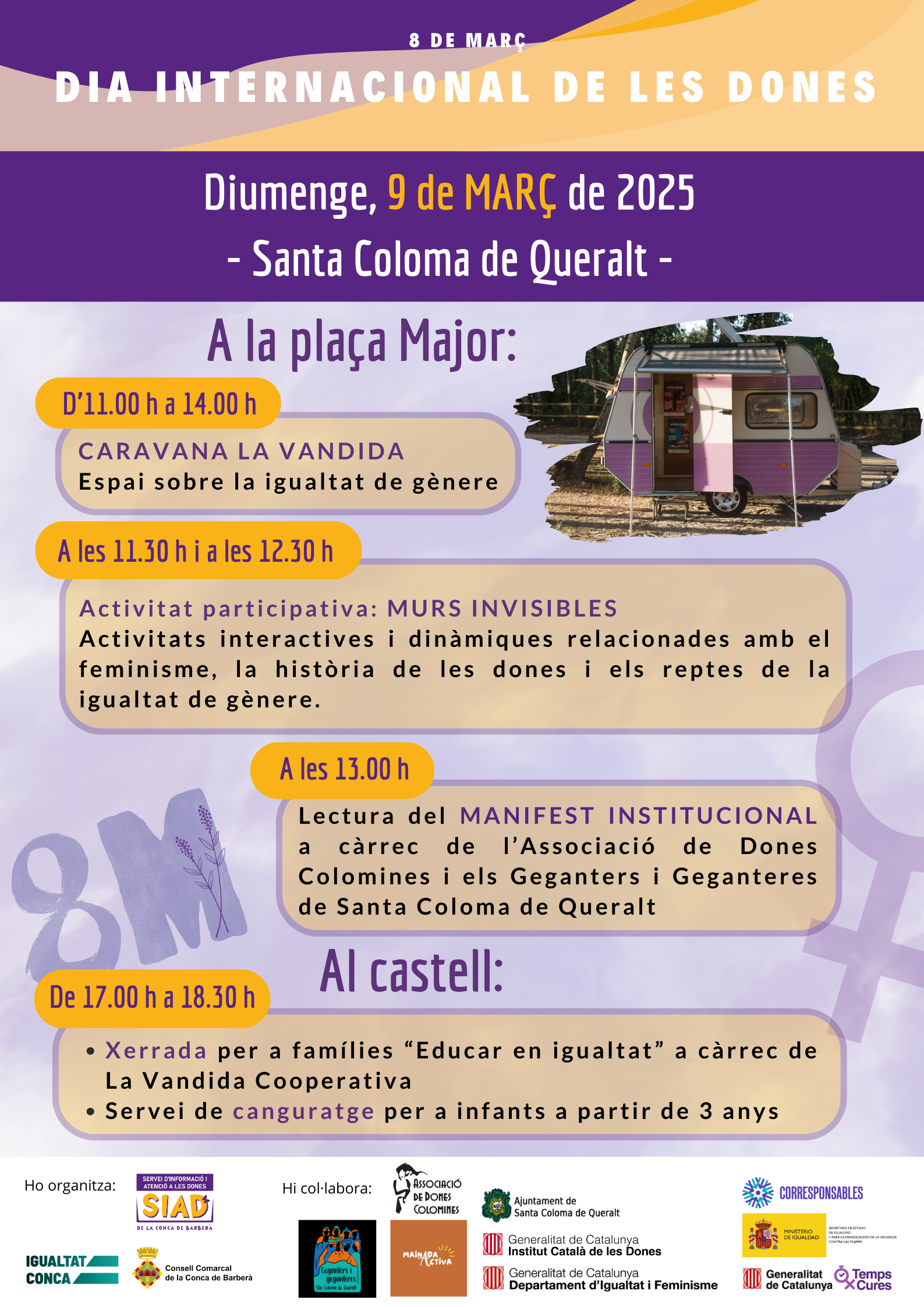 Santa coloma de queralt acollirà l’acte institucional comarcal del dia internacional de les dones