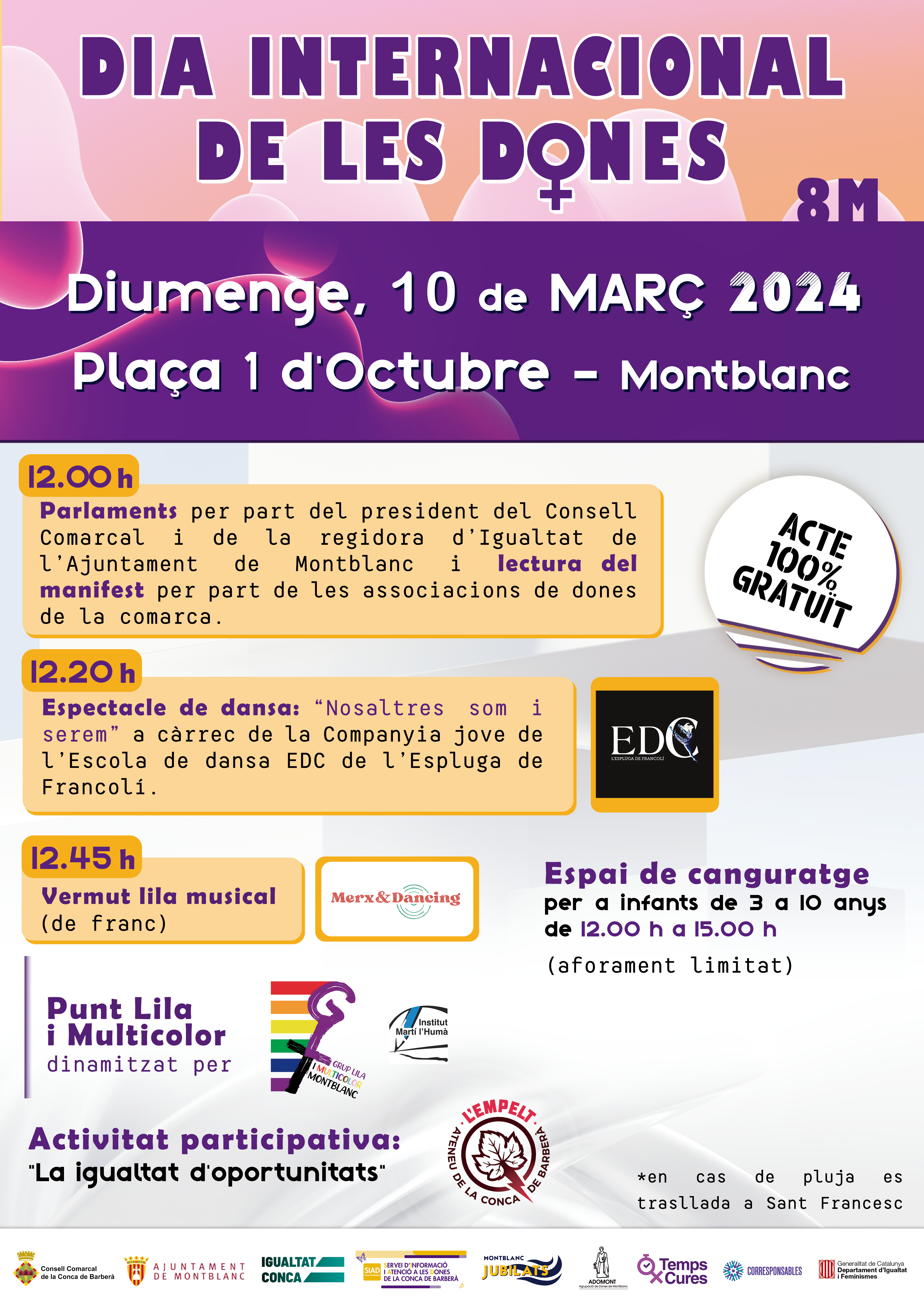 El servei d’informació i atenció a les dones de la conca de barberà organitza un vermut lila per commemorar el dia internacional de les dones 