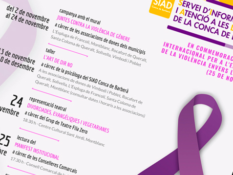 Més d'una quinzena d'actes amb motiu del dia per a l'eliminació de la violència envers les dones