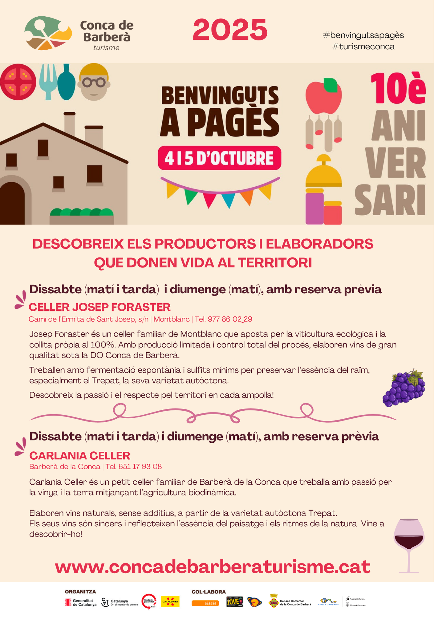 S’obren les inscripcions per a la 10a edició de benvinguts a pagès la festa a la conca de barberà