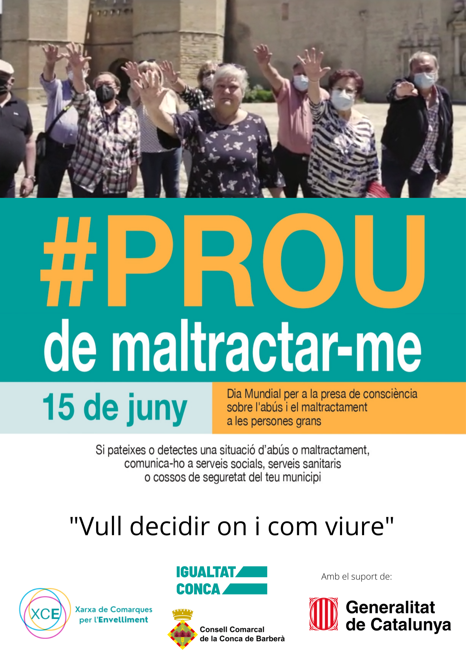 El consell comarcal de la conca de barberà reivindica el dia mundial de la presa de consciència sobre l’abús i el maltractament a les persones grans