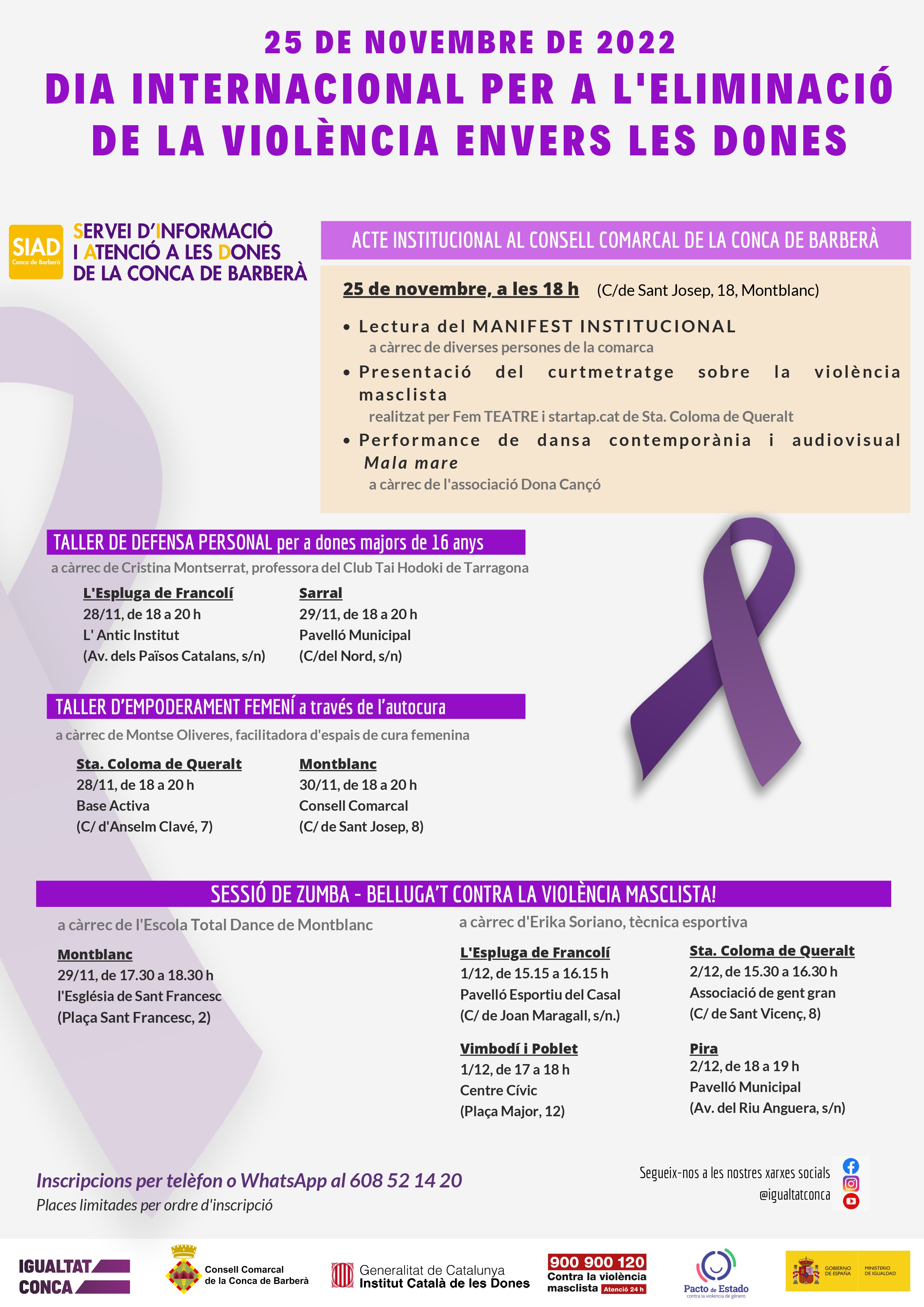 El siad de la conca de barberà prepara un seguit d'activitats per commemorar el 25n