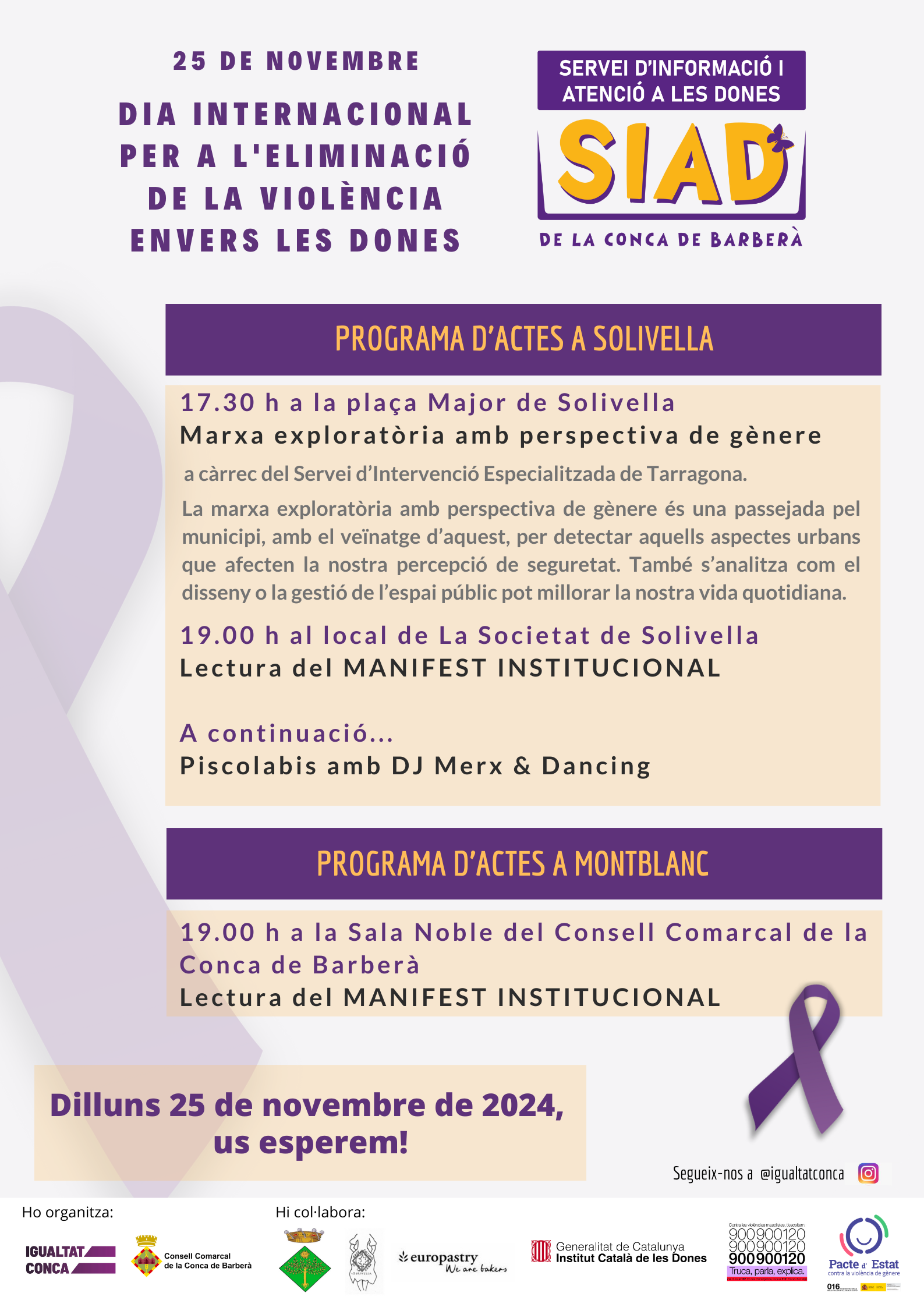 El siad organitza diferents actes amb motiu del 25 de novembre