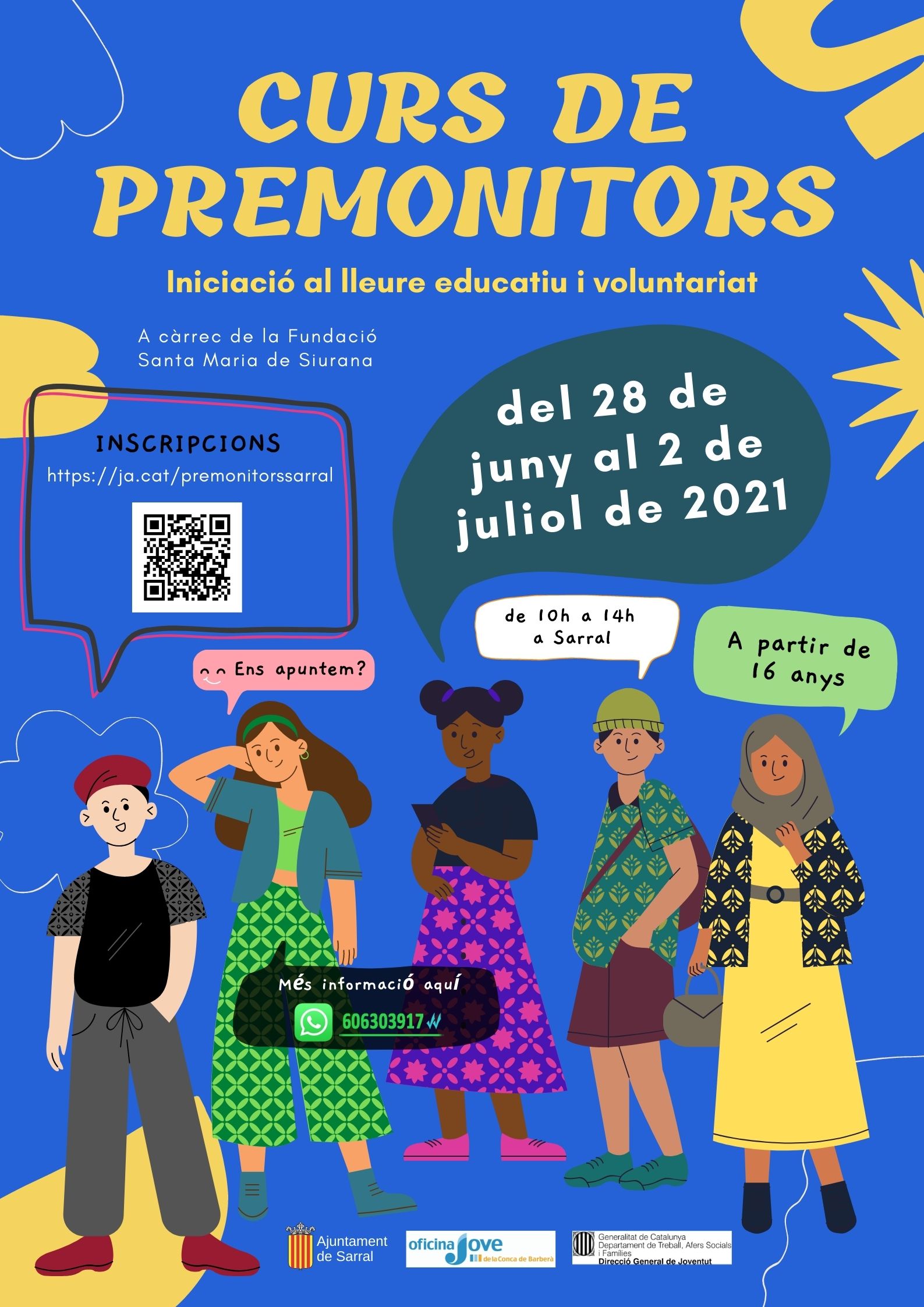 Curs de premonitors a sarral per a joves a partir de 16 anys