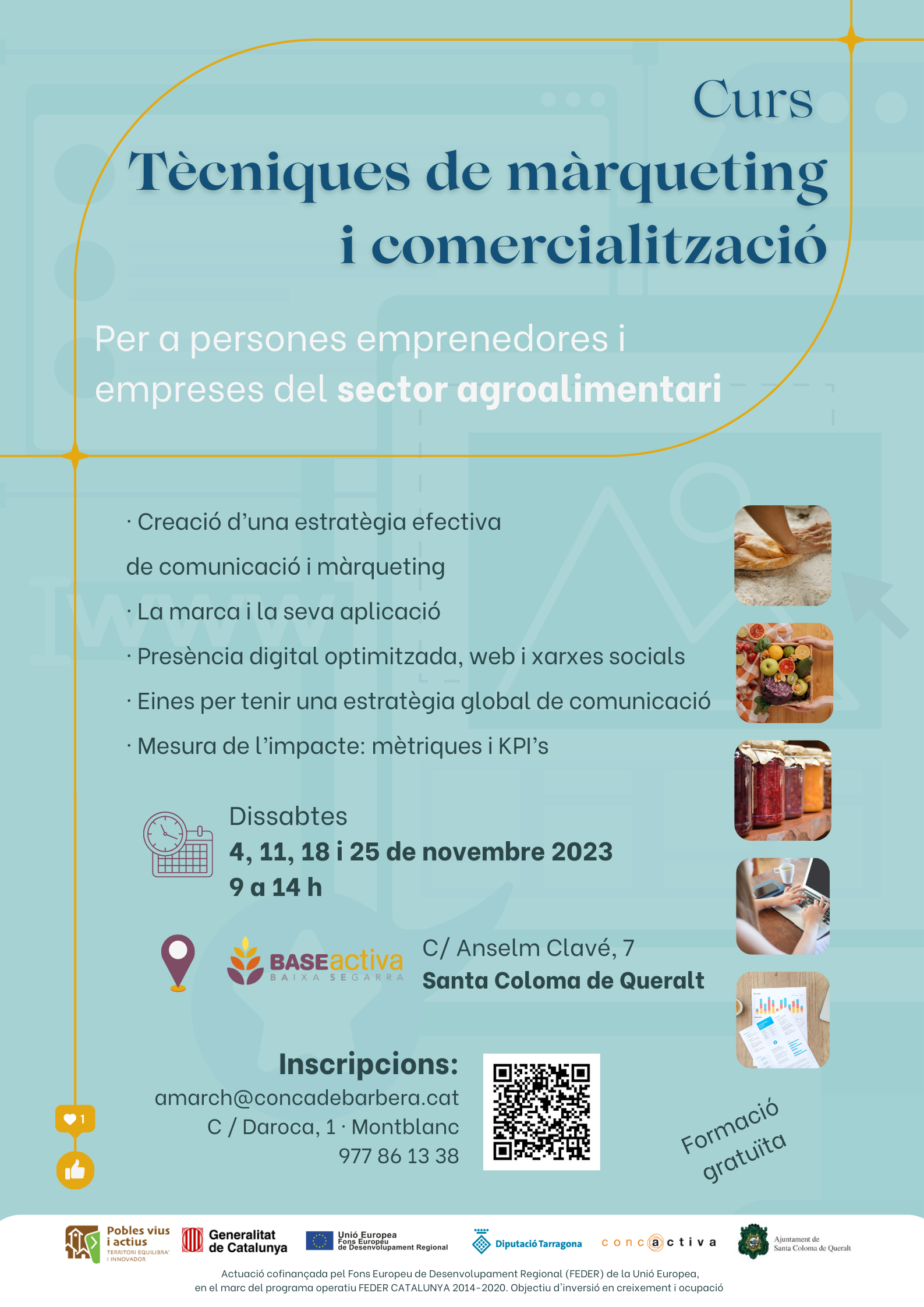 “tècniques de màrqueting i comercialització”, nou curs a baseactiva  per a persones emprenedores i empreses del sector agroalimentari