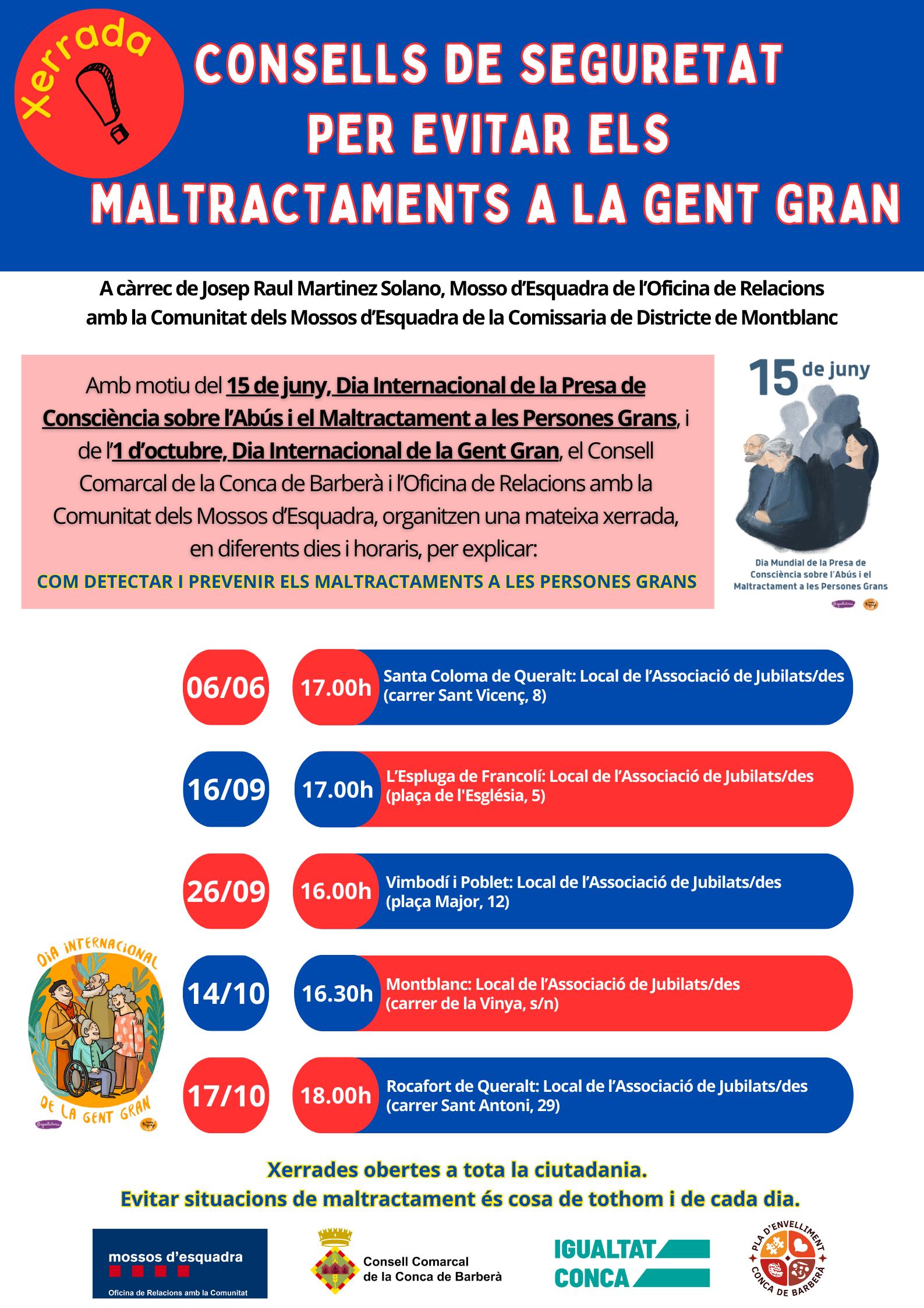 Commemoració del 15 de juny, dia internacional de la presa de consciència sobre l’abús i el maltractament a les persones grans