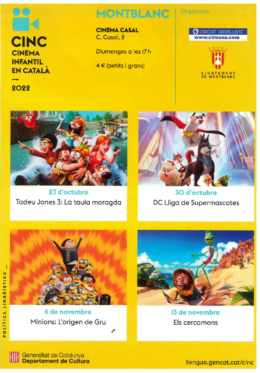 Torna el cicle de cinema infantil en català a montblanc