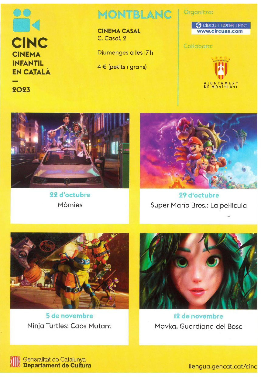 Torna el cicle de cinema infantil en català (cinc) a montblanc