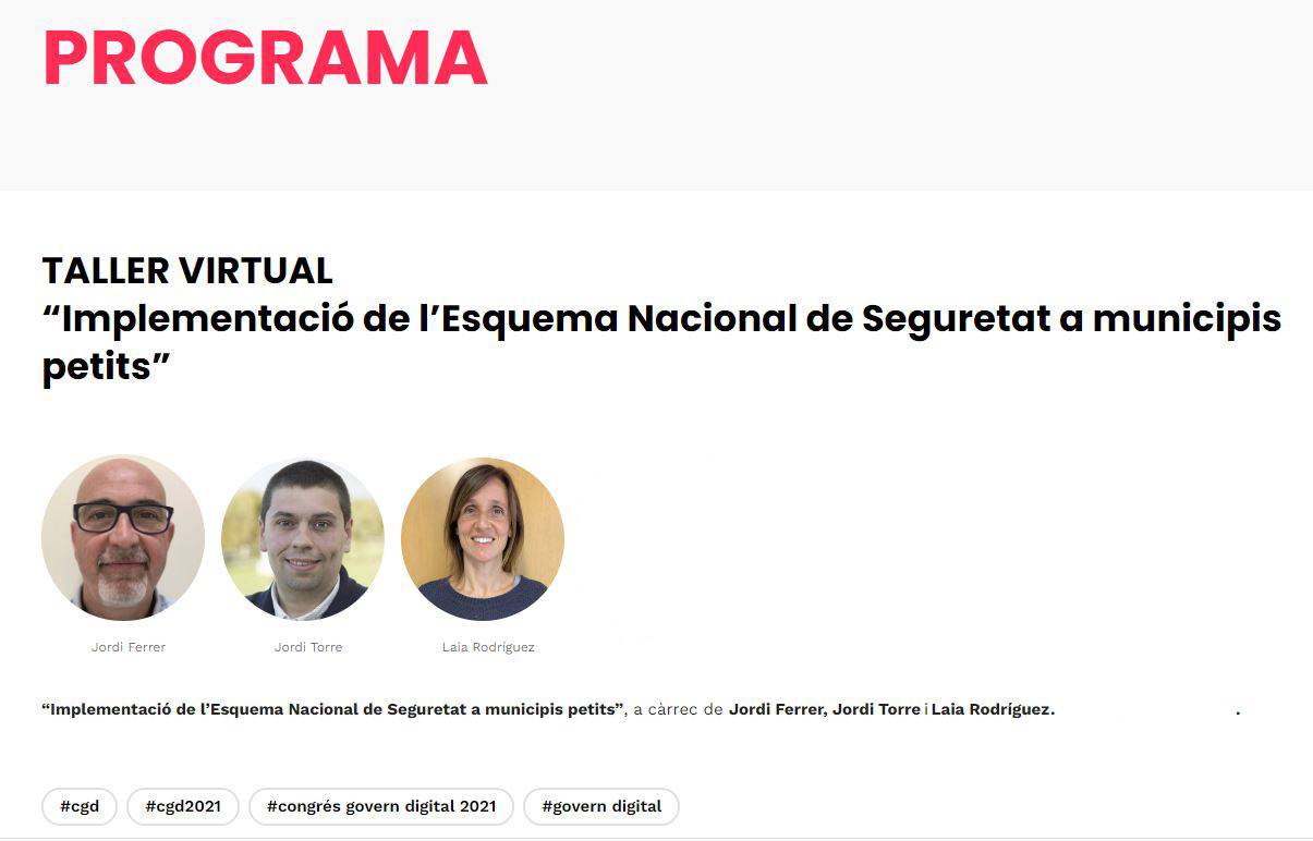 Els serveis informàtics del consell comarcal donen a conèixer el seu cas d’èxit de la implantació de l’esquema nacional de seguretat al congrés digital de catalunya