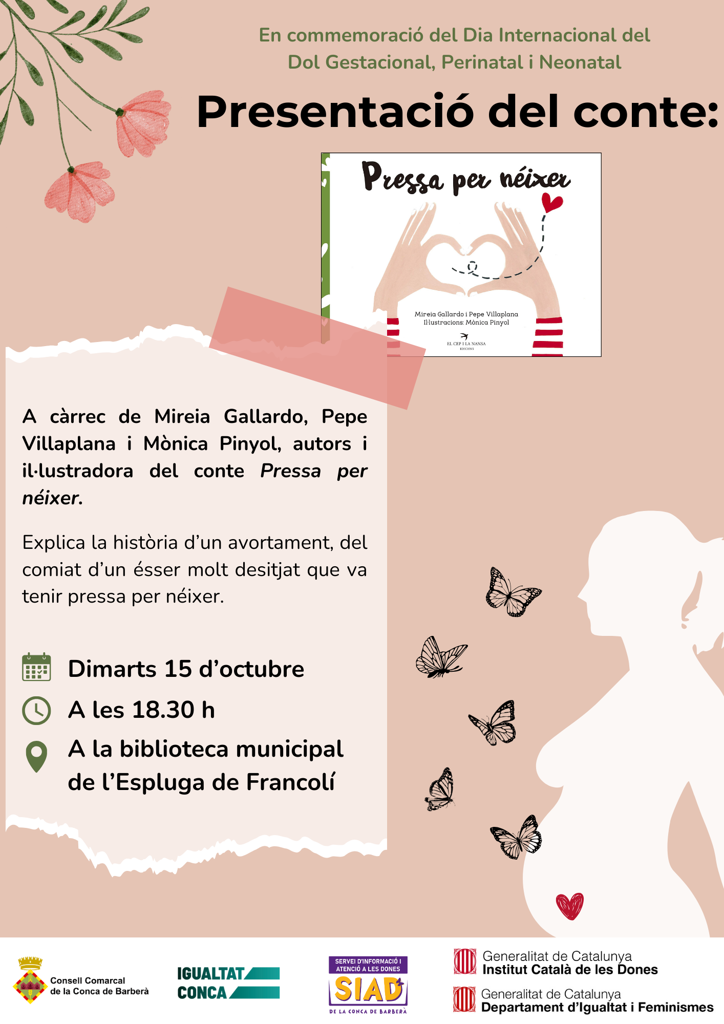 El siad de la conca de barberà commemorarà el dia internacional del dol gestacional, perinatal i neonatal amb la presentació d'un conte especial
