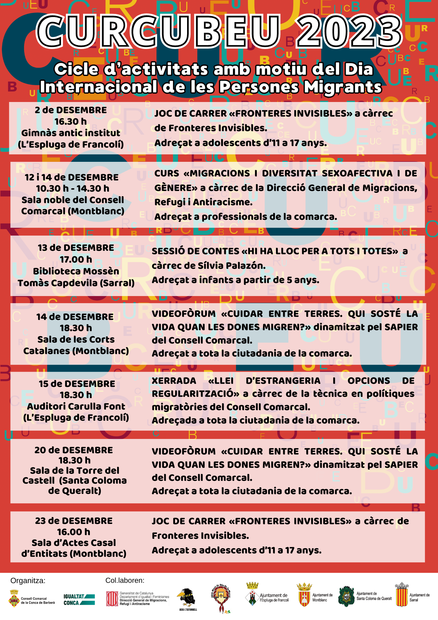 Curcubeu 2023: cicle d’activitats amb motiu del dia internacional de les persones migrants 