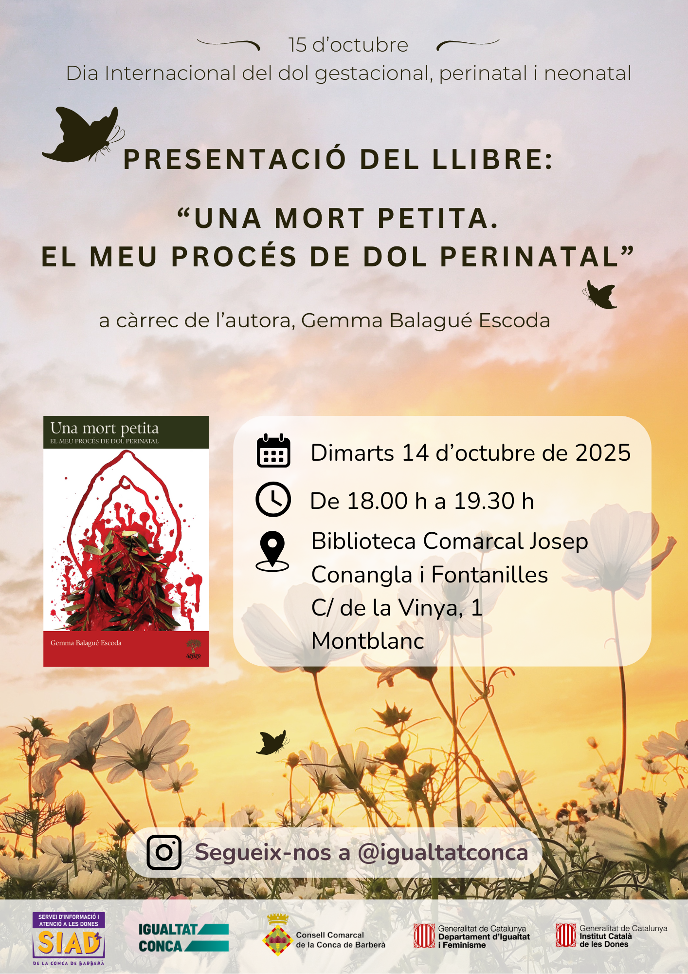 El siad de la conca de barberà commemora el dia internacional del dol gestacional, perinatal i neonatal amb la presentació d’un llibre testimonial