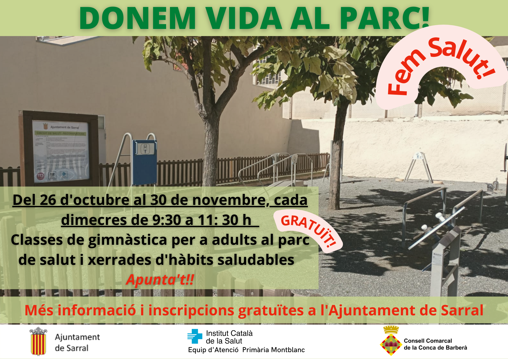 El projecte "donem vida al parc, fem salut!" s'inicia a sarral