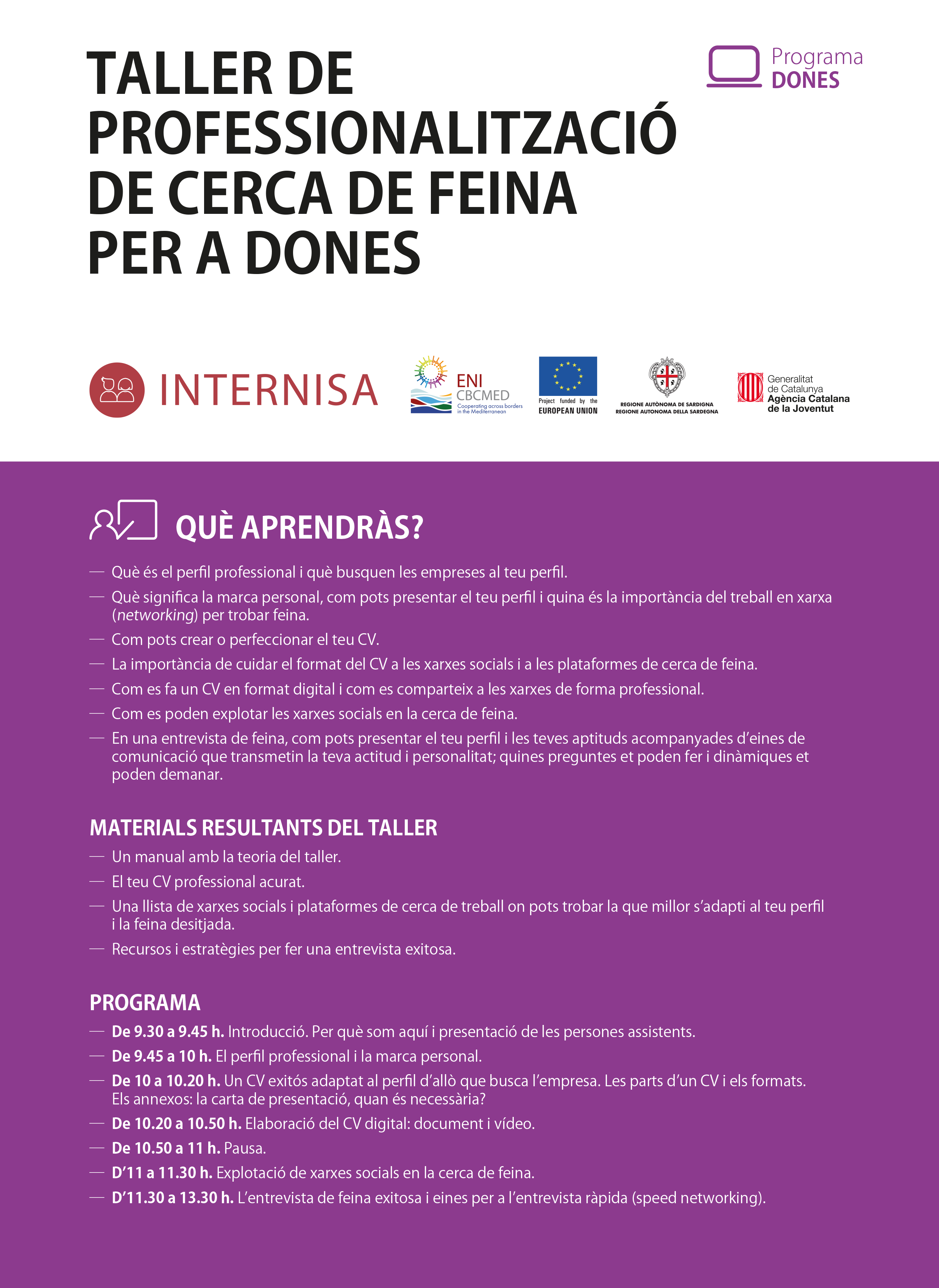 La conca de barberà acull dos tallers de professionalització de cerca de feina per a dones