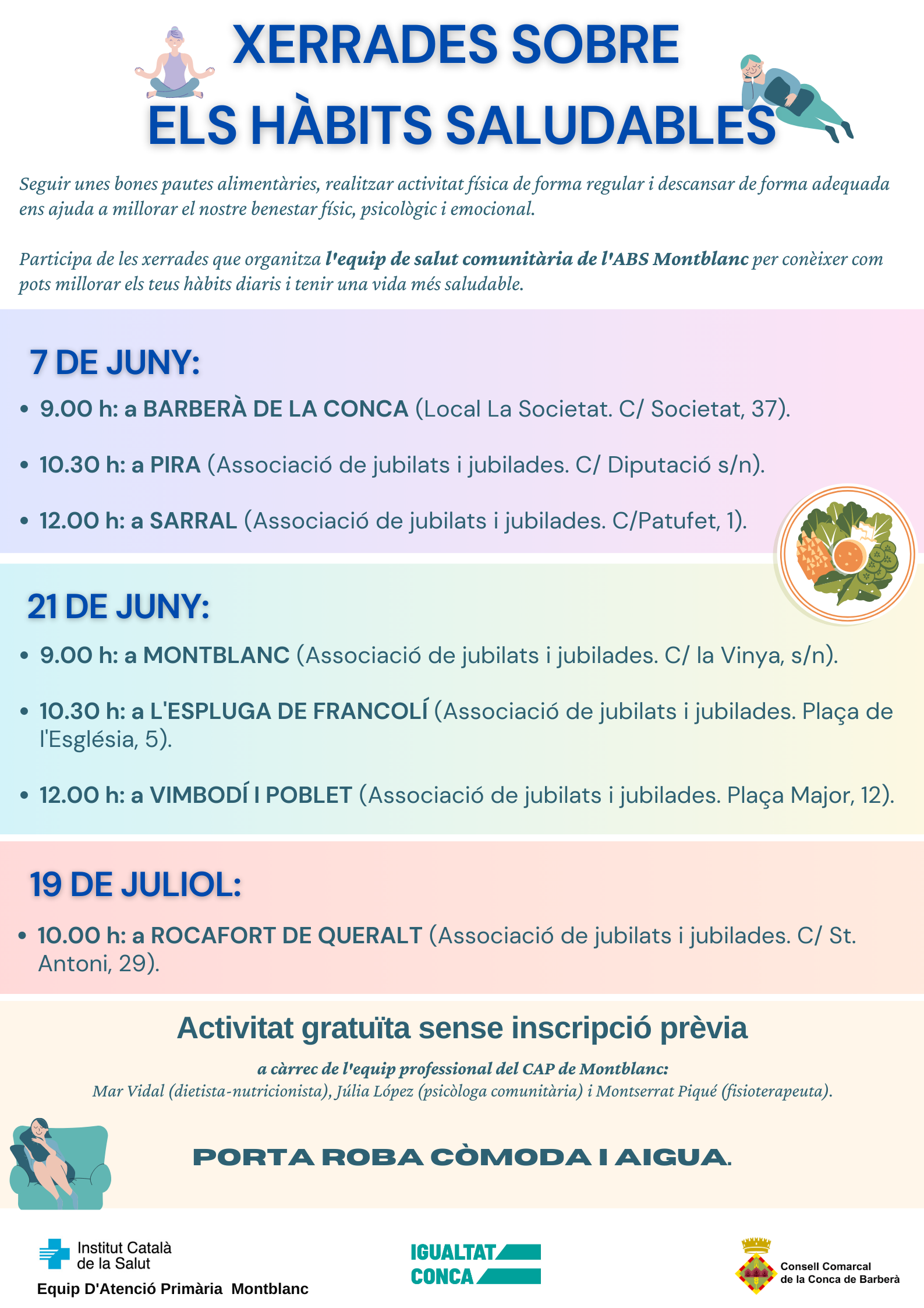 Xerrada sobre els hàbits saludables a diferents punts de la comarca