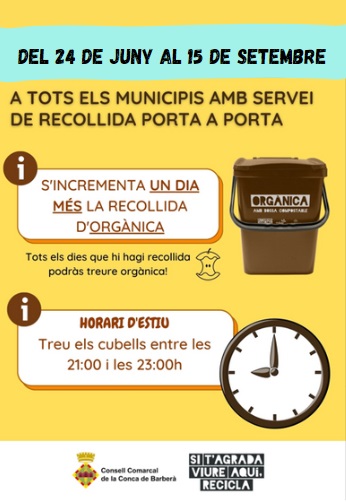 Canvi d'horari del servei porta a porta a l'estiu