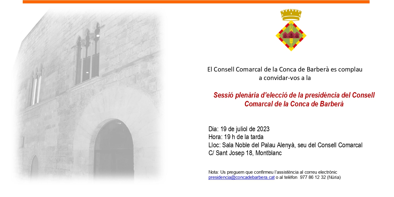 Sessió plenària d'elecció de la presidència del consell comarcal de la conca de barberà