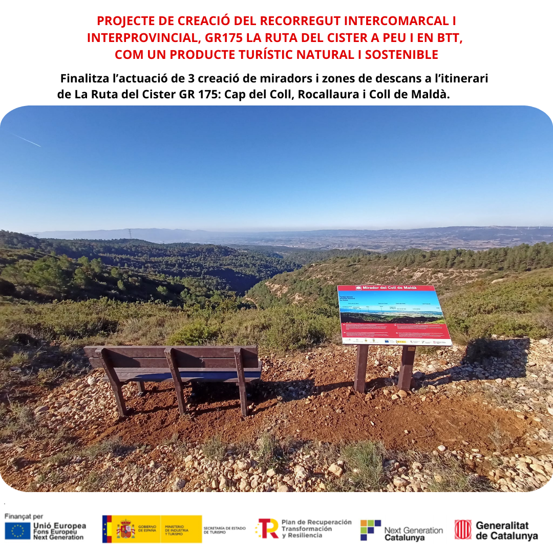 Des d’avui l’itinerari de la ruta del cister gr175 disposa de tres miradors i espais de descans nous