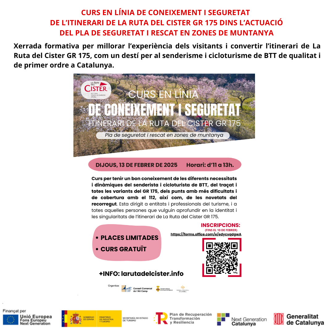 Nou curs en línia de coneixement i seguretat de l’itinerari de la ruta del cister gr 175