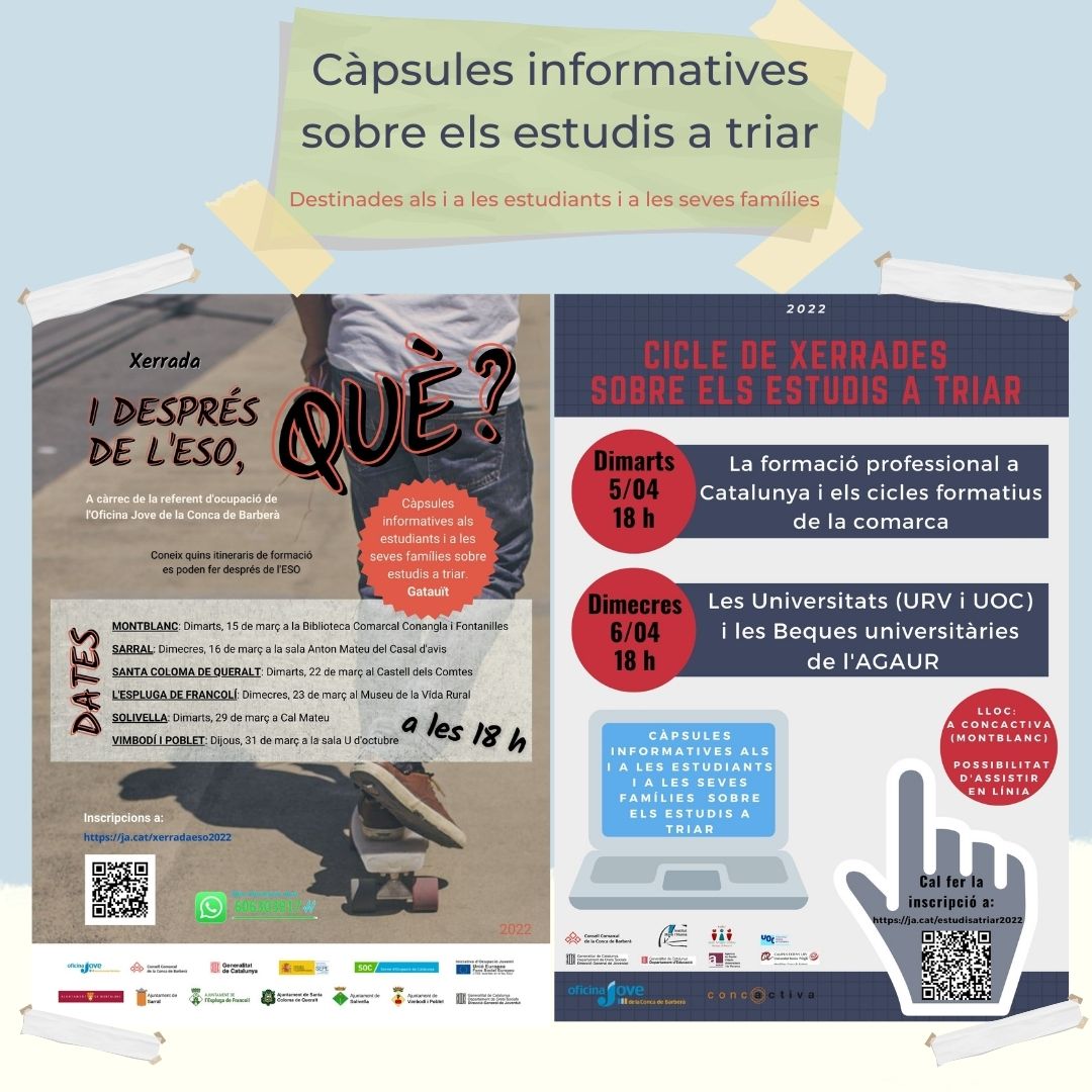 L'oficina jove organitza un nou cicle de càpsules informatives en línia sobre els estudis a triar 
