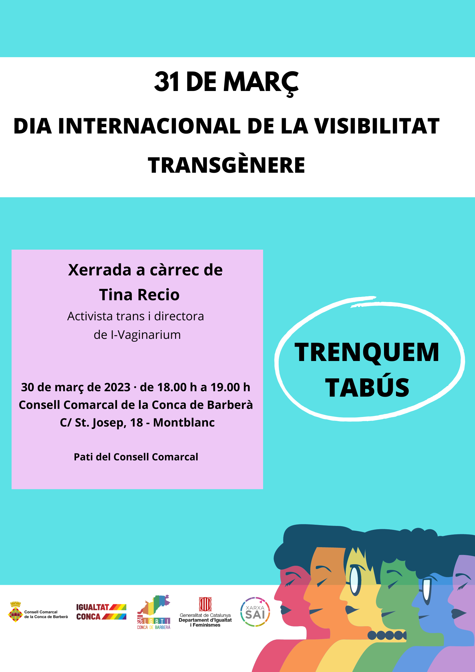 El servei d’atenció integral (sai) lgbti de la conca de barberà organitza una xerrada per commemorar el 31 de març