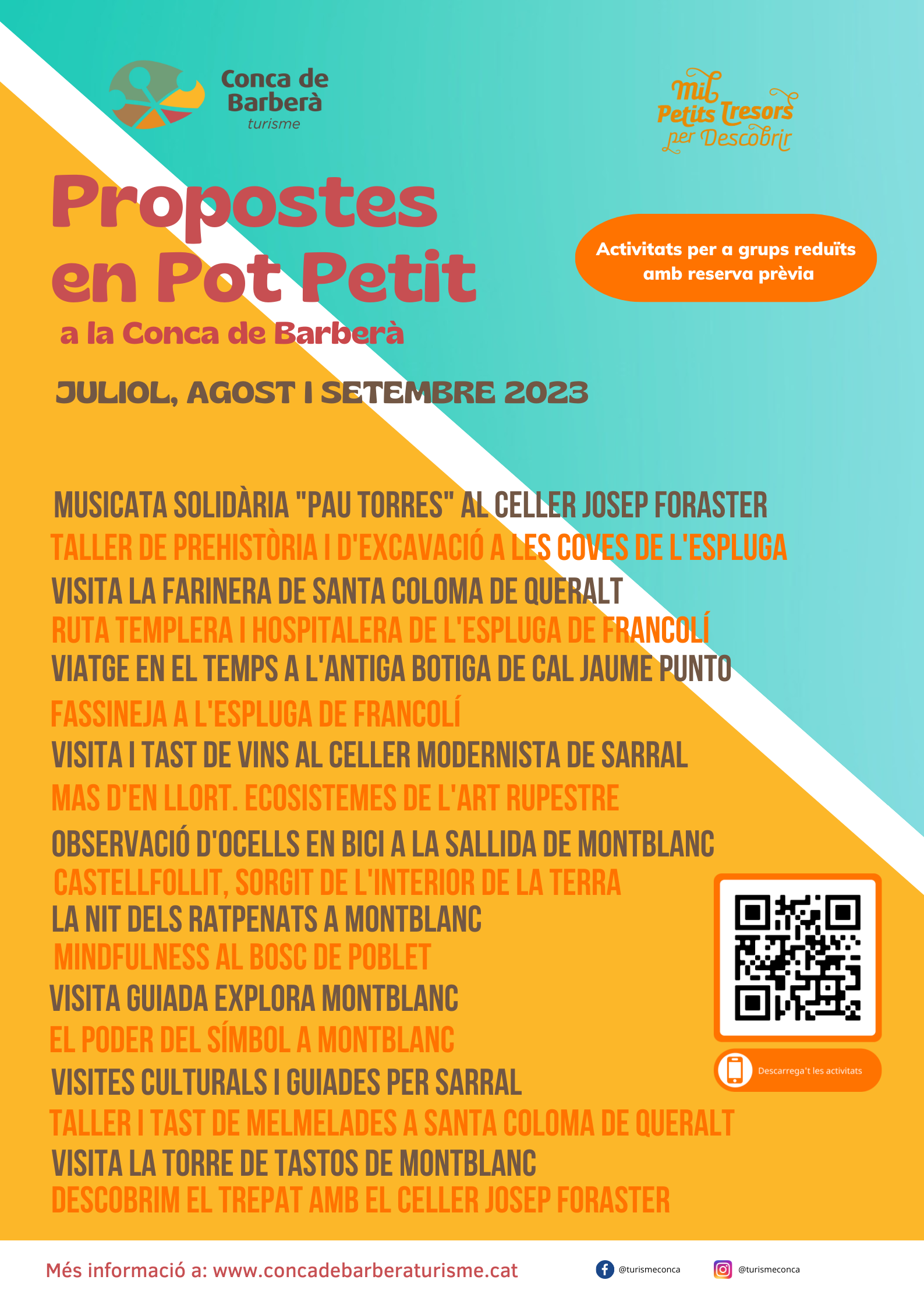 Aquest estiu gaudeix de les activitats de petit format a la conca de barberà 