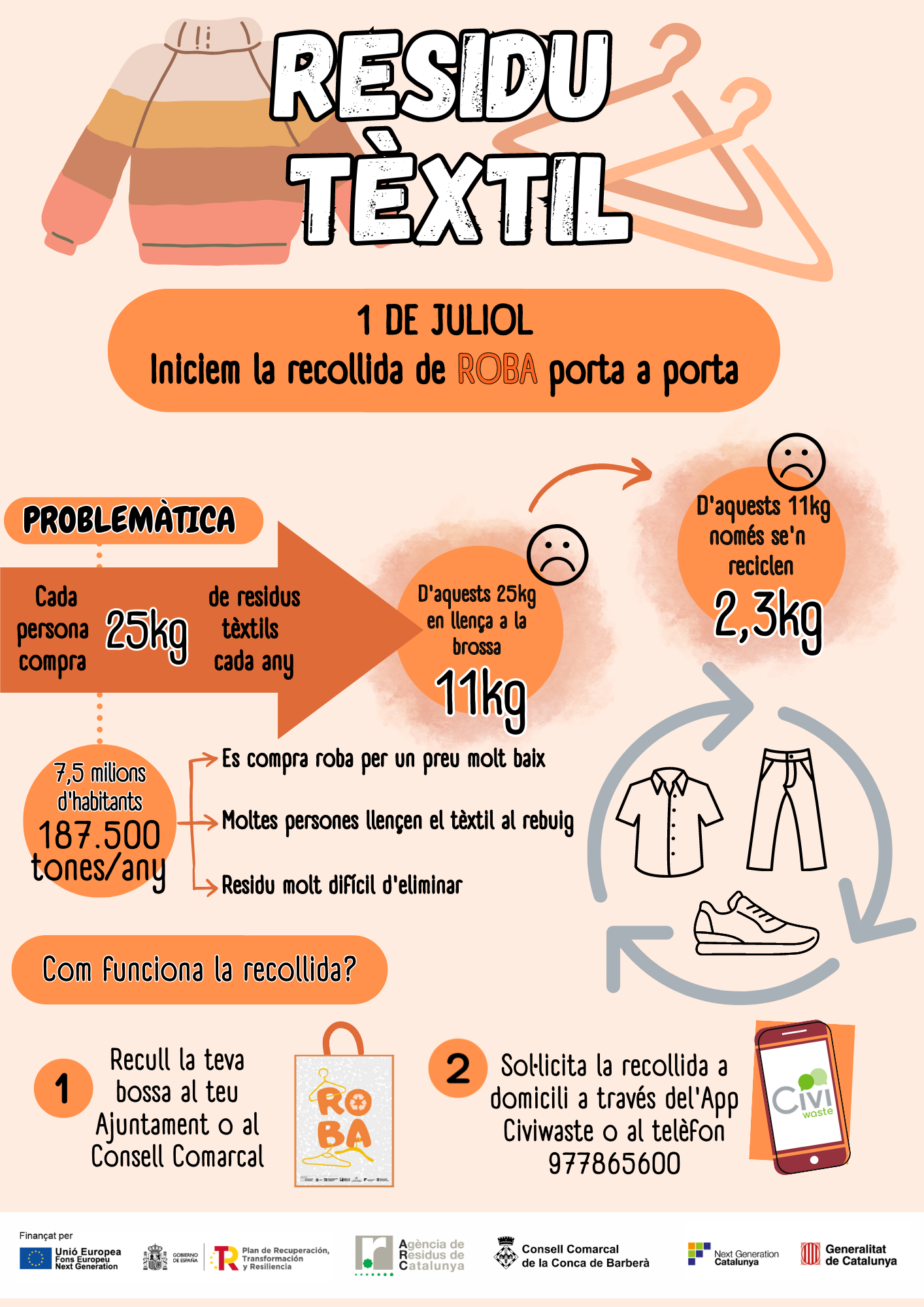 Inici del nou servei de recollida tèxtil porta a porta a la conca de barberà