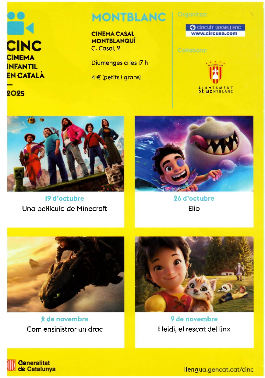 Torna el cicle de cinema infantil en català a montblanc