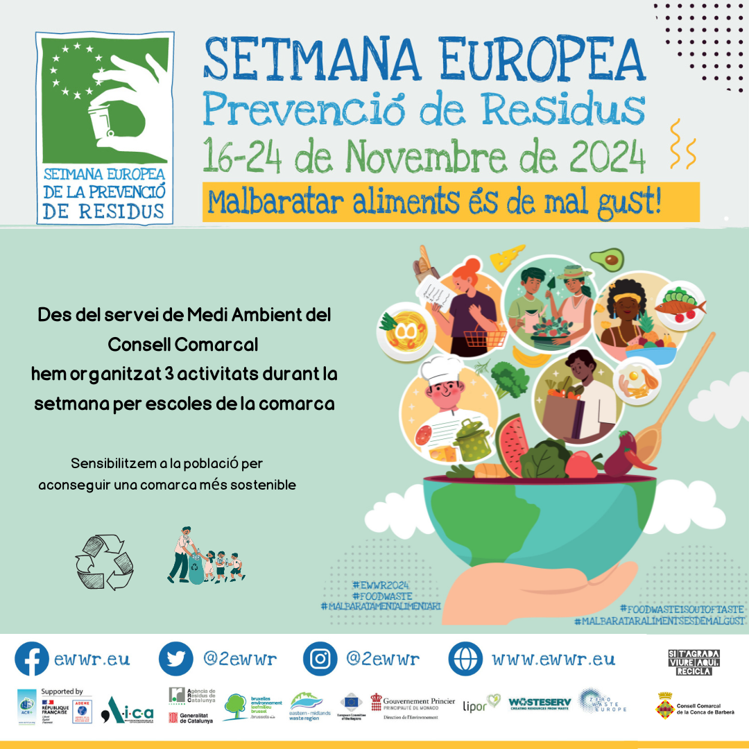 El consell comarcal de la conca de barberà es suma a la setmana europea de la prevenció de residus
