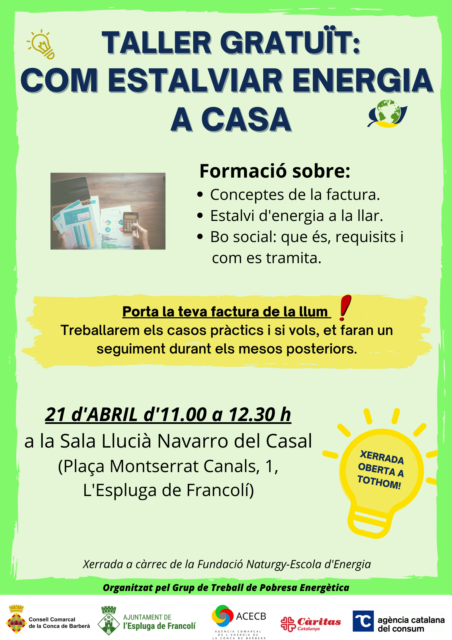 El consell comarcal organitza un taller sobre l’estalvi d’energia a la llar