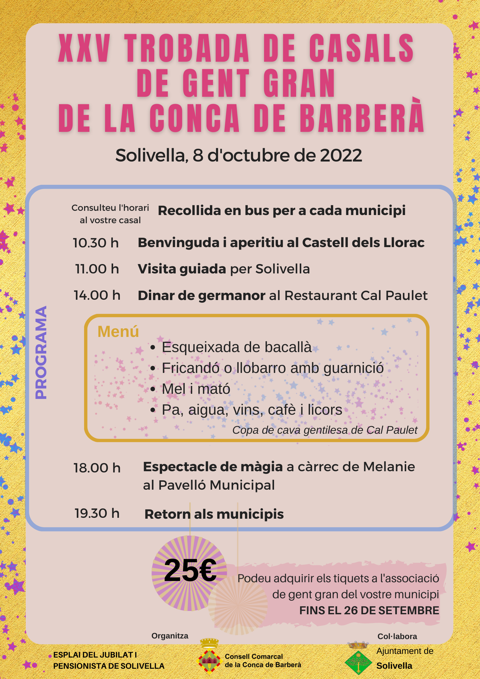 Solivella acollirà la xxv trobada d’associacions de gent gran de la conca de barberà