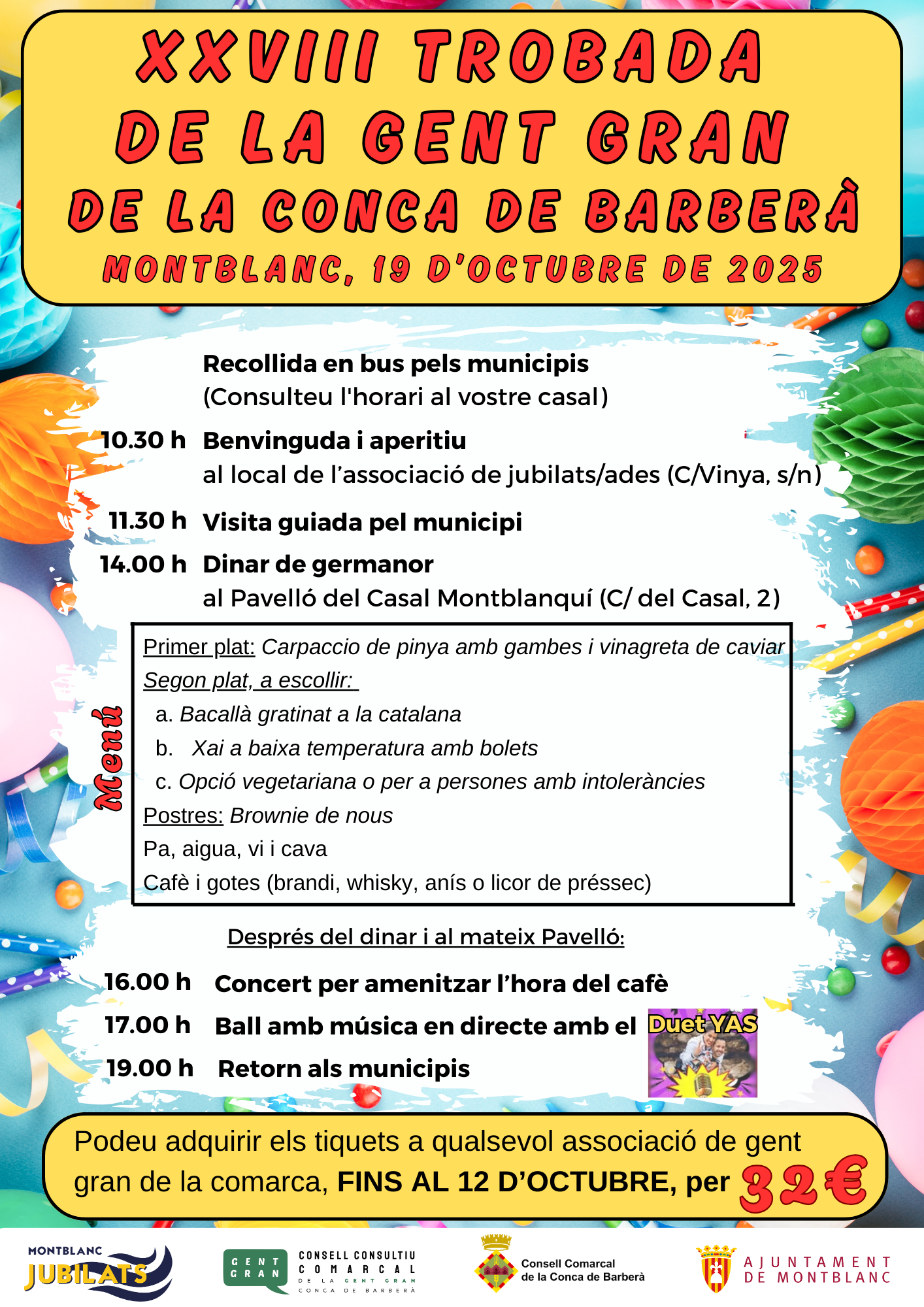 Montblanc acollirà la xxviii trobada de la gent gran de la conca de barberà