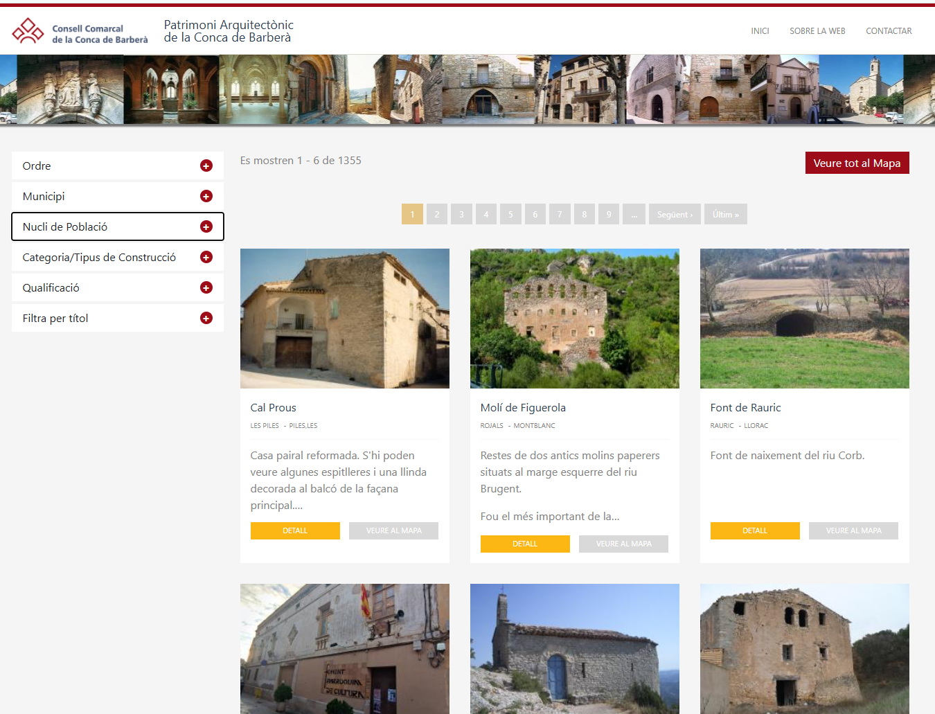 Millores al web sobre el patrimoni arquitectònic de la comarca: ara es pot cercar per nuclis de població