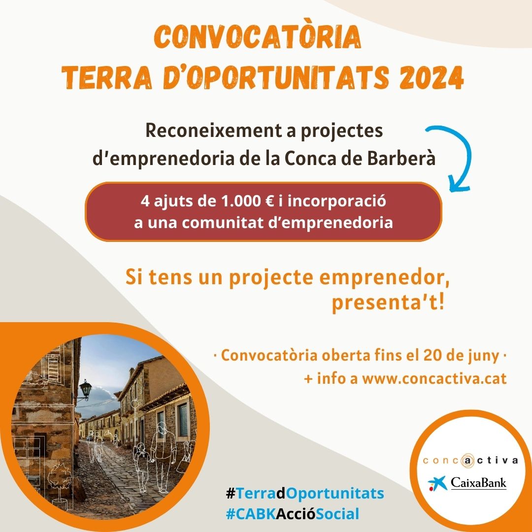 Concactiva i caixabank impulsen l’emprenedoria a la conca de barberà amb el programa terra d’oportunitats